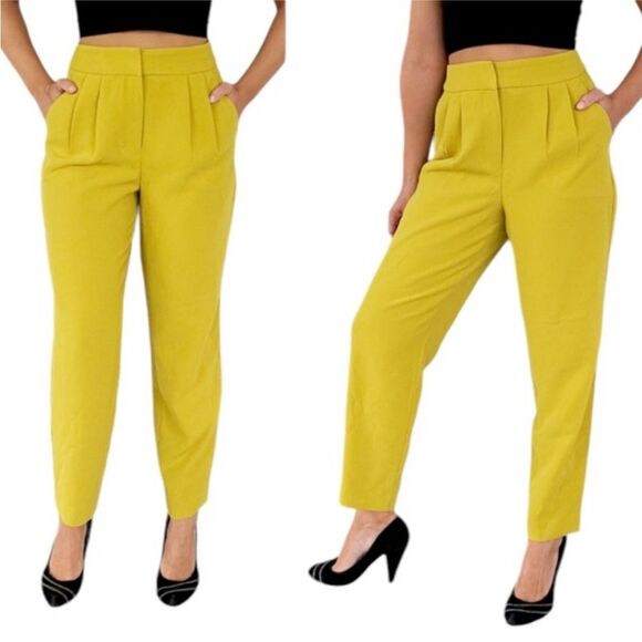 EXPRESS | Chartreuse Green Super High Rise Ankle Dress Pants Women’s Size 2 - Picture 11 of 11